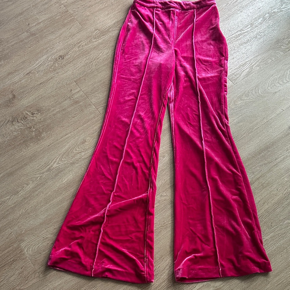 Flying Tomato Fuchsia Velvet Flare Pants